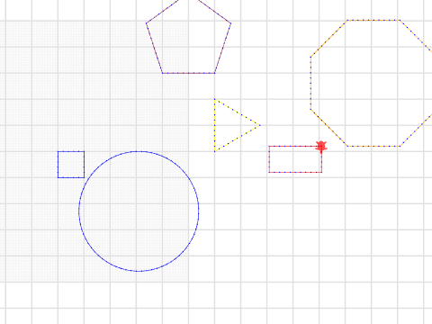 read circle and blue square